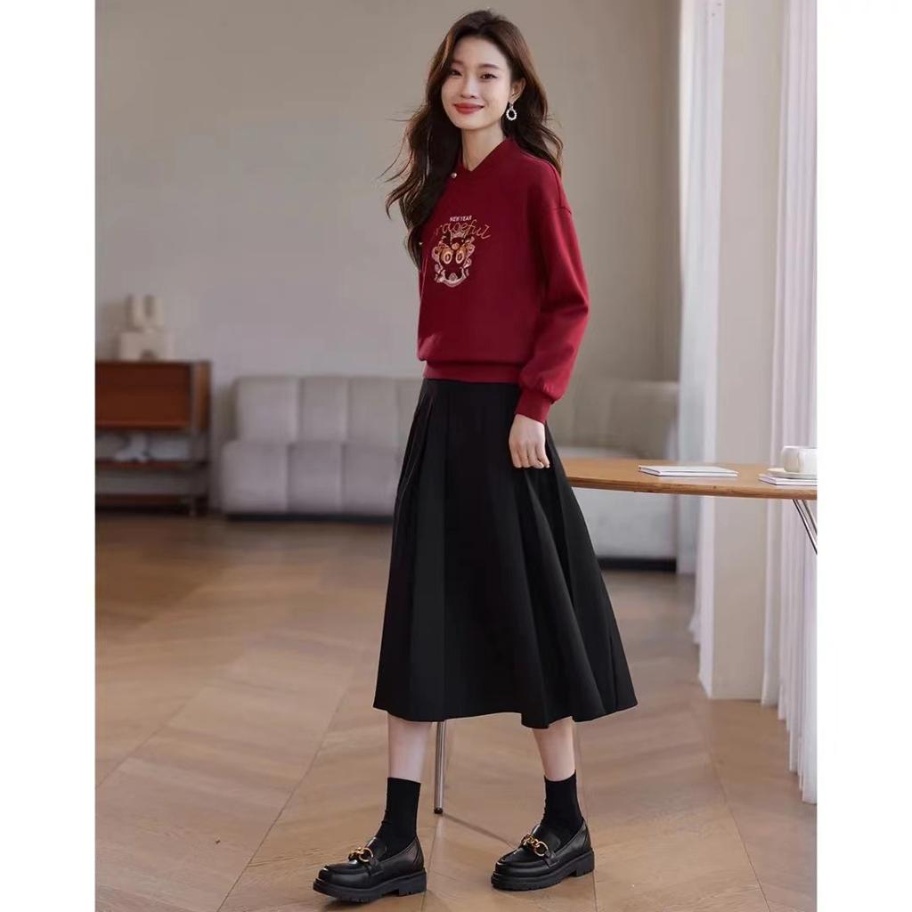 Updated Chinese Embroidered Sweater Womens Stand-up Collar and Wool National Wind Sweater