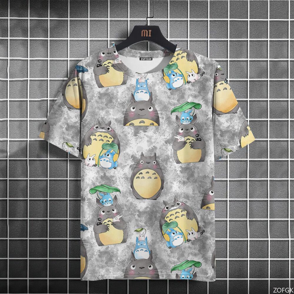 3D Anime Cartoon Totoro Cute Printed Short Sleeve Summer Casual Fashion Round Neck Personalized Loose T-shirt