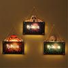 Halloween Wooden House Sign Pendant With Led Lights Wall Crafts Decoration For Gardens Terraces Porches