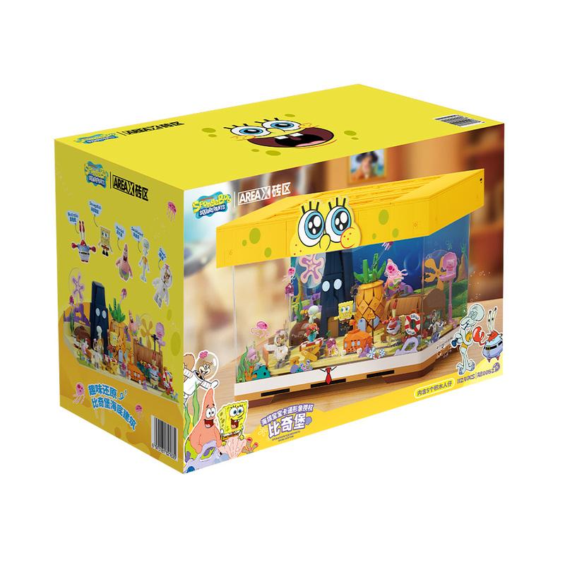Spongebob Squarepants Area X Bikini Bottom Glow Light Building Blocks USB Charging Desk Decor Blind Box Ocean Scene Model Toy