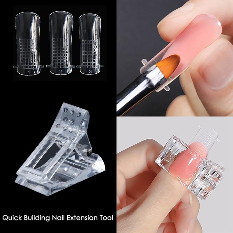 5pcs Nail Tips Clip Quick Building Poly Uv Gel Assistant Tool Diy Manicure Plastic Extension Clamp