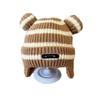 Baby hat autumn and winter striped ear hat cartoon children's warm fleece baby pullover knitted wool hat