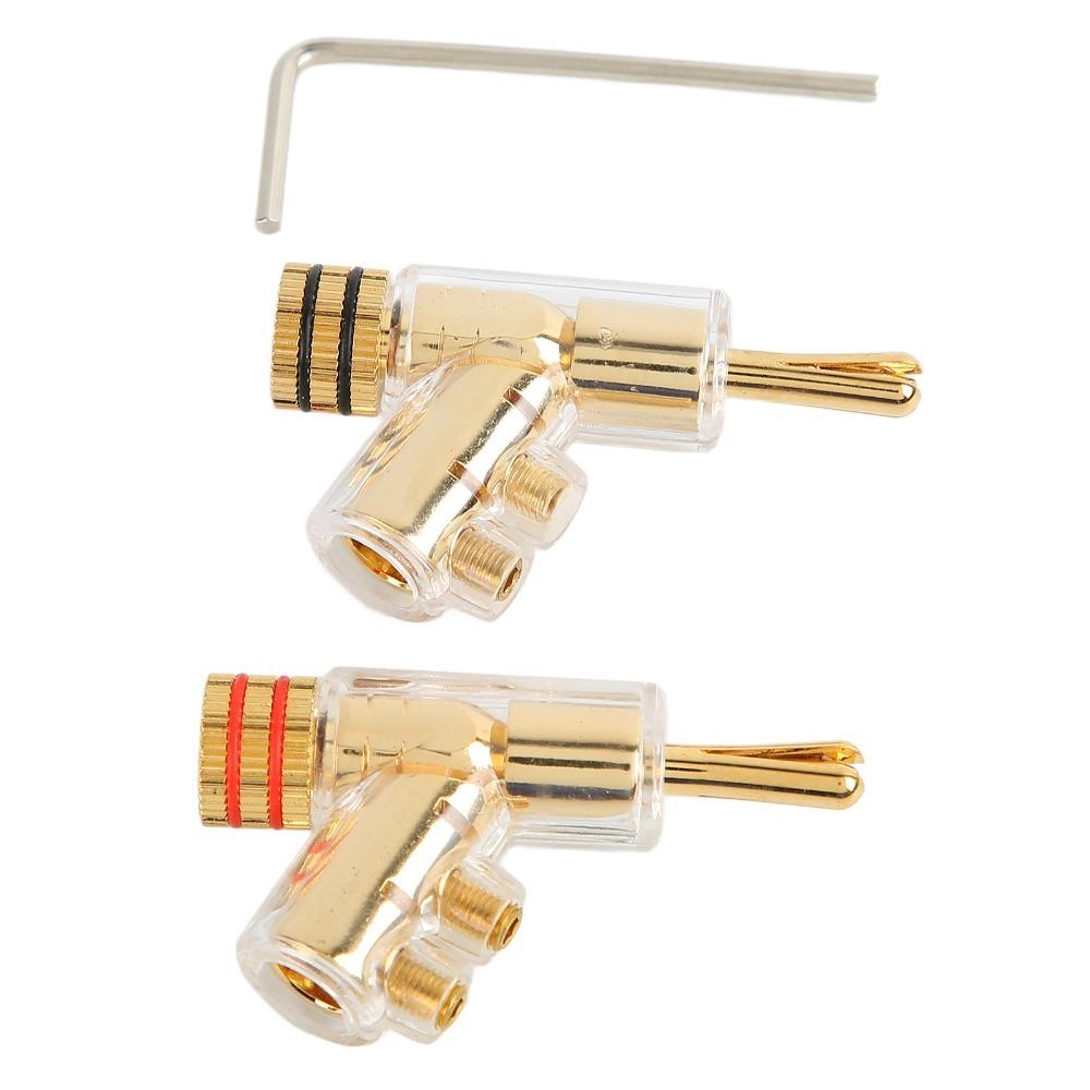 1 Pair Gold Plated Speaker Wire Connectors Solderless Speaker Plugs  Amplifier Systems