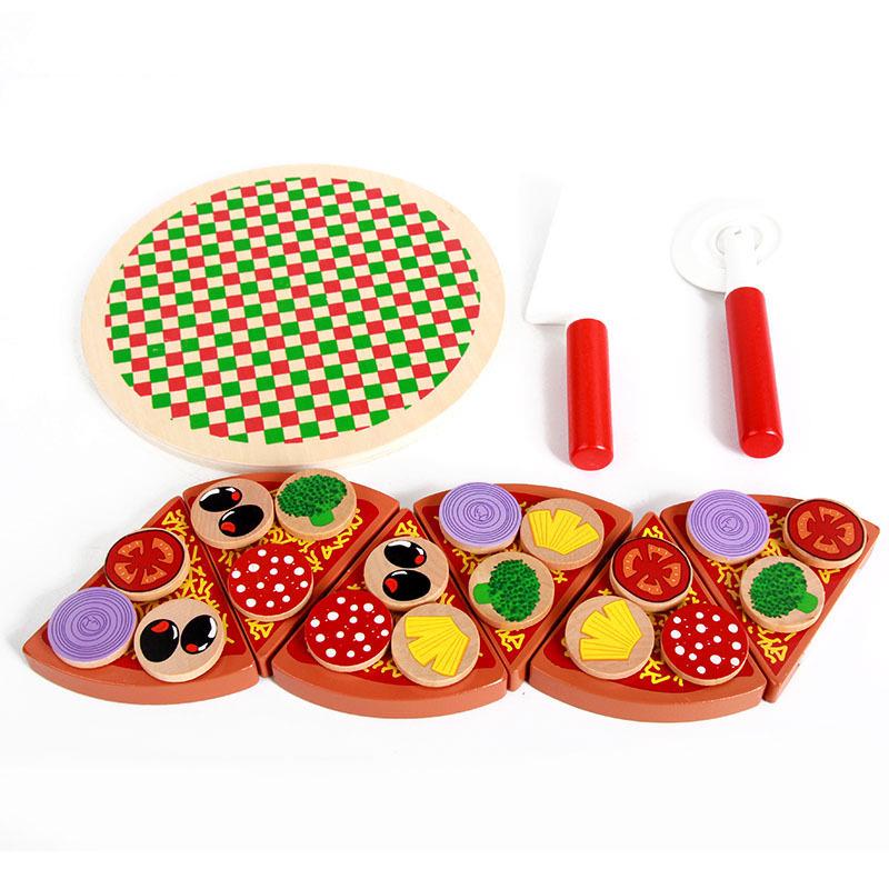 Wooden Play Kitchen Set: Simulated Vegetables, Shiitake Mushrooms, and Pizza Cutting Toy
