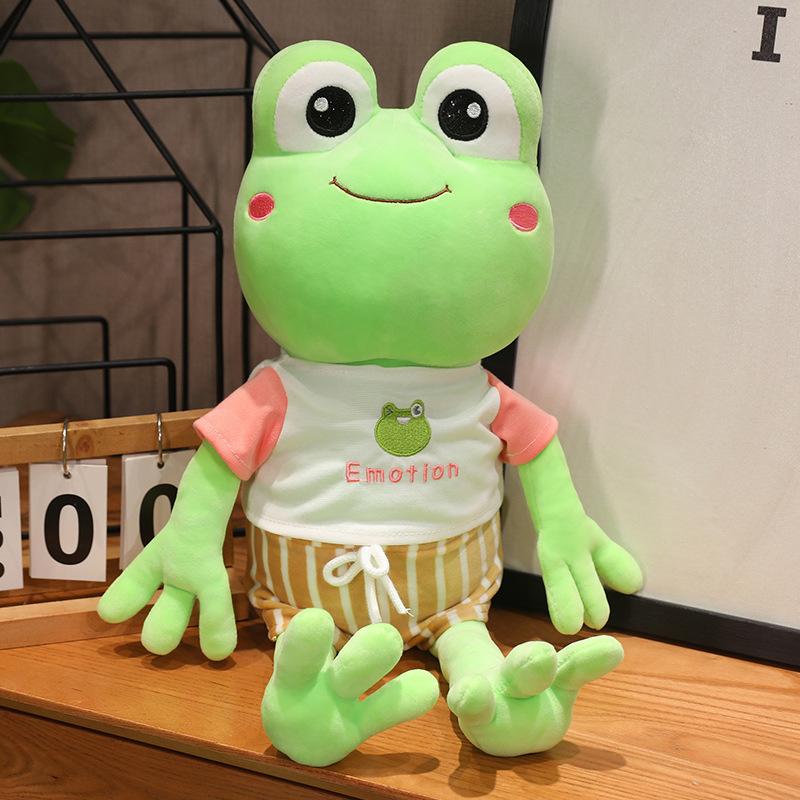 

Милая плюшевая кукла лягушка с длинными ногами в одежде, маленькая лягушка, квакающая, кукла для автомата с клешнями, кукла для ножниц, подарок на день рождения Total length 35cm