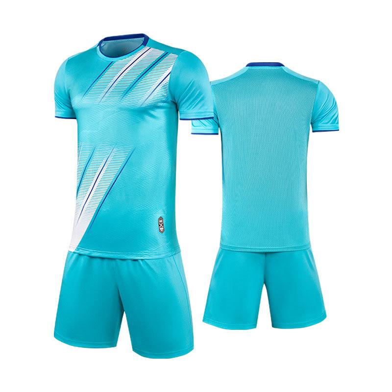 Short-sleeved Football Jersey Set Men's Adult Children's Students Same Football Training Jersey Jacquard Cloth Competition Jersey