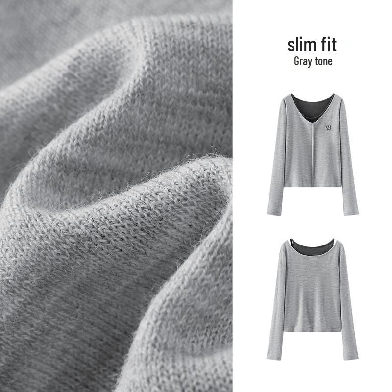 Semir Damen Stricktop mit Stickerei, Faux Two-Piece