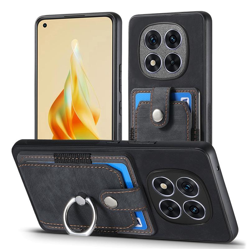 Luxury Leather Car Magnetic Wallet Case for Xiaomi Redmi Note 14 Pro Plus Ring Stand Card Slot Cover for Redmy Note14 Note14pro+