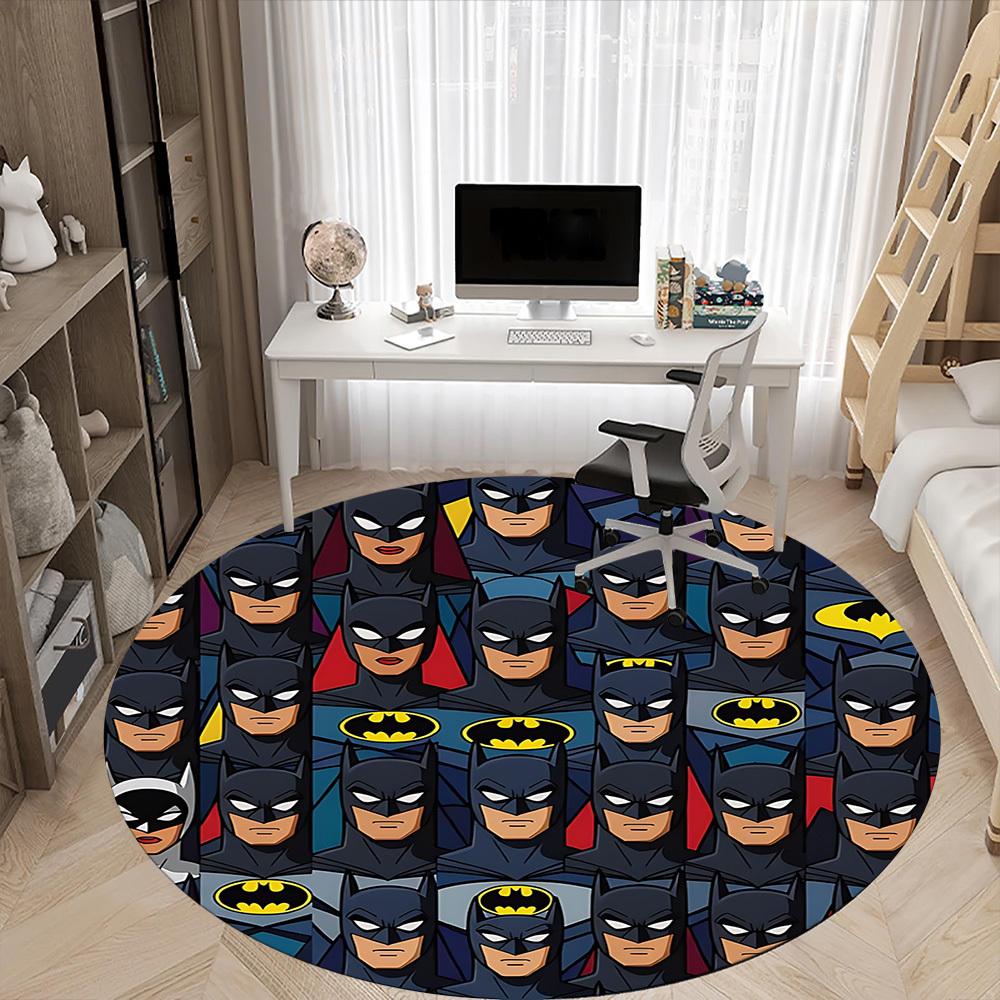 1 szt. Okrągły dywanik biurowy Batman, Pod krzesła biurowe, Sypialnia, Salon, Wystrój domu, Dekoracja pokoju, Dostępny w różnych rozmiarach