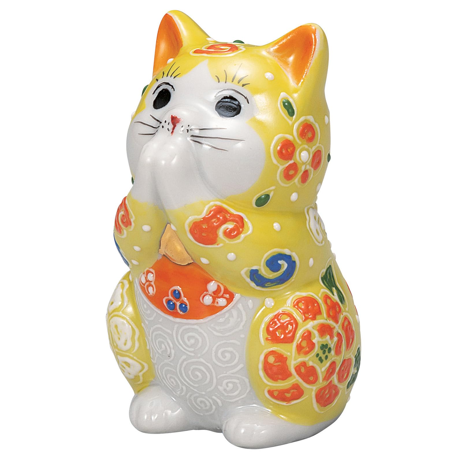 

Фарфор Кутани Хороший Размер Примерно 8 см Фигурка Манэки-нэко, Удача, Молитва, Высокий, 2,7, Желтый, K9-1592