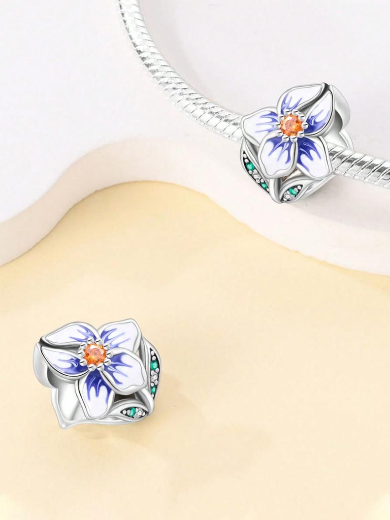 Charms Plata Copper Colors Colorful Butterfly Flowers Beads Charm Pendant For Original Bracelet For Women Diy Jewelry Love Gift