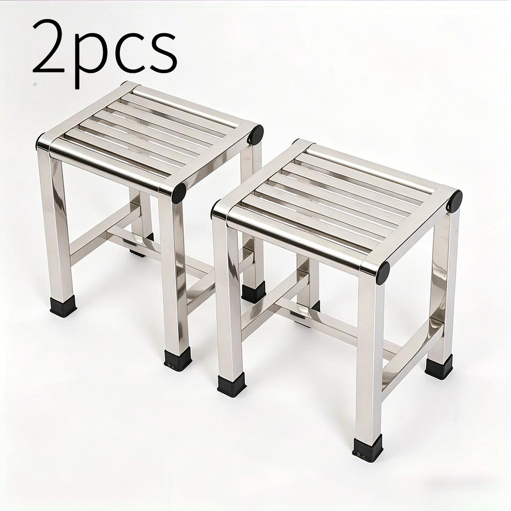 2 Stück Multifunktionaler Edelstahlhocker, Dickes Stabiles Design für Wohnzimmer, Badezimmer, Esszimmer und Outdoor-Camping