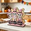 Halloween Kitchen Tissue Holder Wooden Napkin Holder, Cute Pastel Pumpkin Ghost Black Cat Tabletop Dispenser, BOO Letter Organizer Waterproof