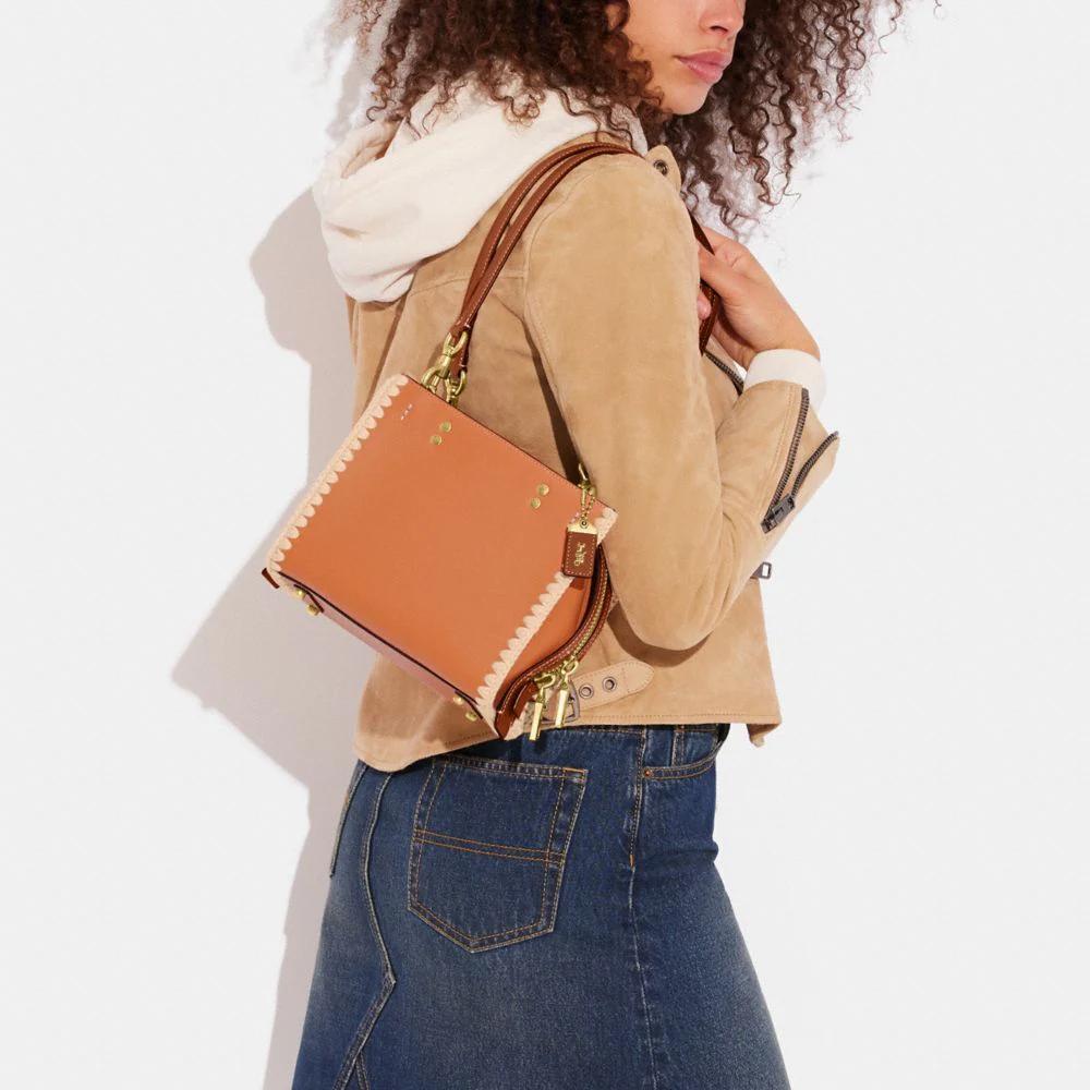 New COACH Rogue Cow Leather Small Square Bag, Handbag, Crossbody Bag Regular Women's Orange CJ636-B4UC8