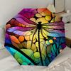 Colorful Stained Dragonfly Design Automatic Opening/Closing Umbrella with Foldable Design,, Travelers, Daily Use, Festive Gift1121011a