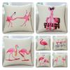 Adorable New Ins Flamingo Cartoon Soft Linen Throw Pillow For Cozy Sofa Decor