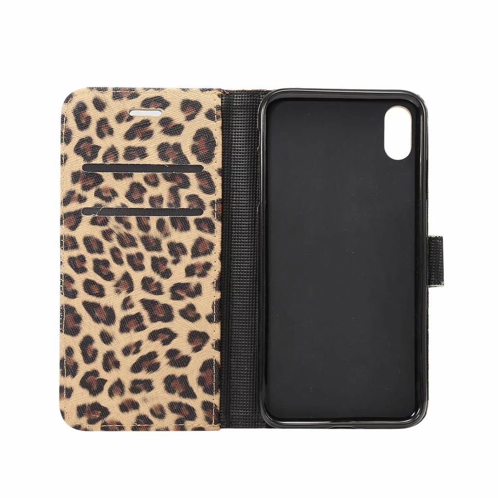 Applicable to iphone7/8plus leopard print leather case xsmax flip wallet storage card mobile phone case