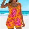Women's Swimwear Tankini 2 Piece Swimsuit Holiday Floral Fragments  Plant Print Vacation Bathing Suits