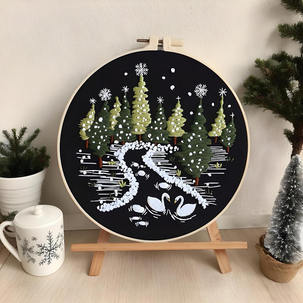 Christmas Needlework Kits Easy Beginners Embroidery Kit Seasonal Decor For Desktop Kitchen Living Room Bedroom Dormitory