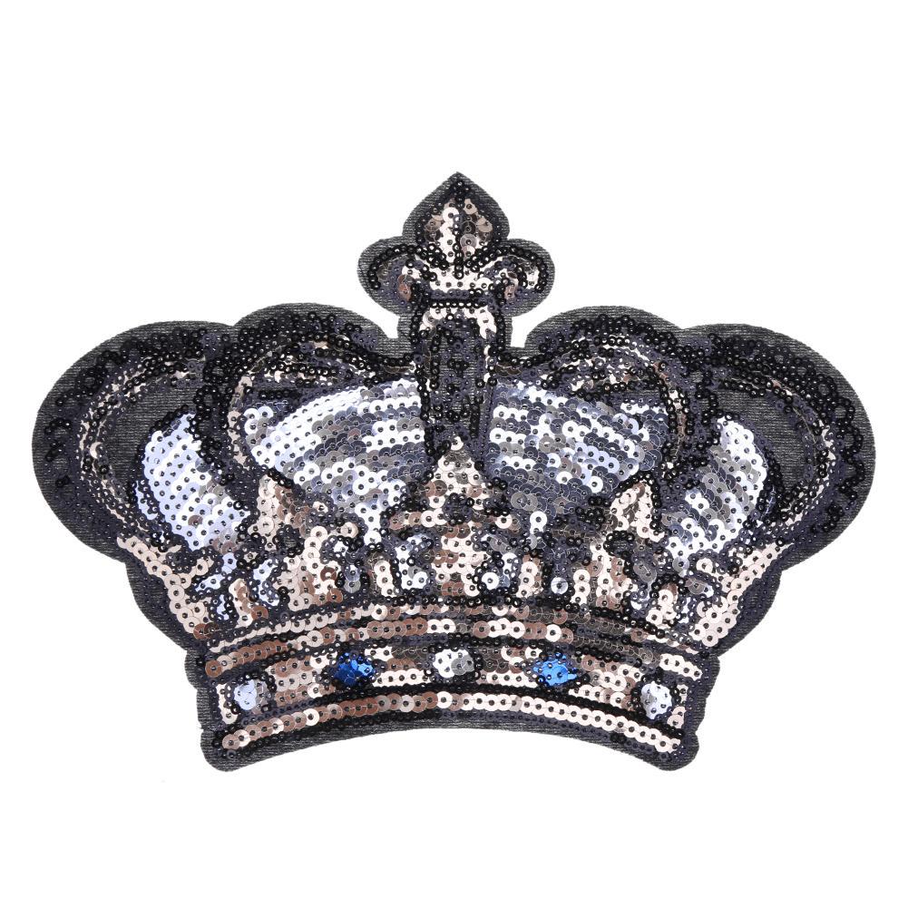 Sequin Crown Sticker Embroidery Patch Iron On Applique DIY Clothing Craft Decor