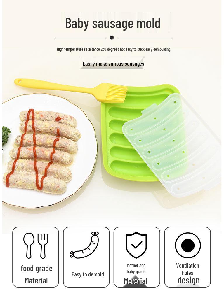 In-Stock Silicone Sausage Mold: DIY Six-Cavity Hot Dog Maker with Lid - Ideal for Baking.