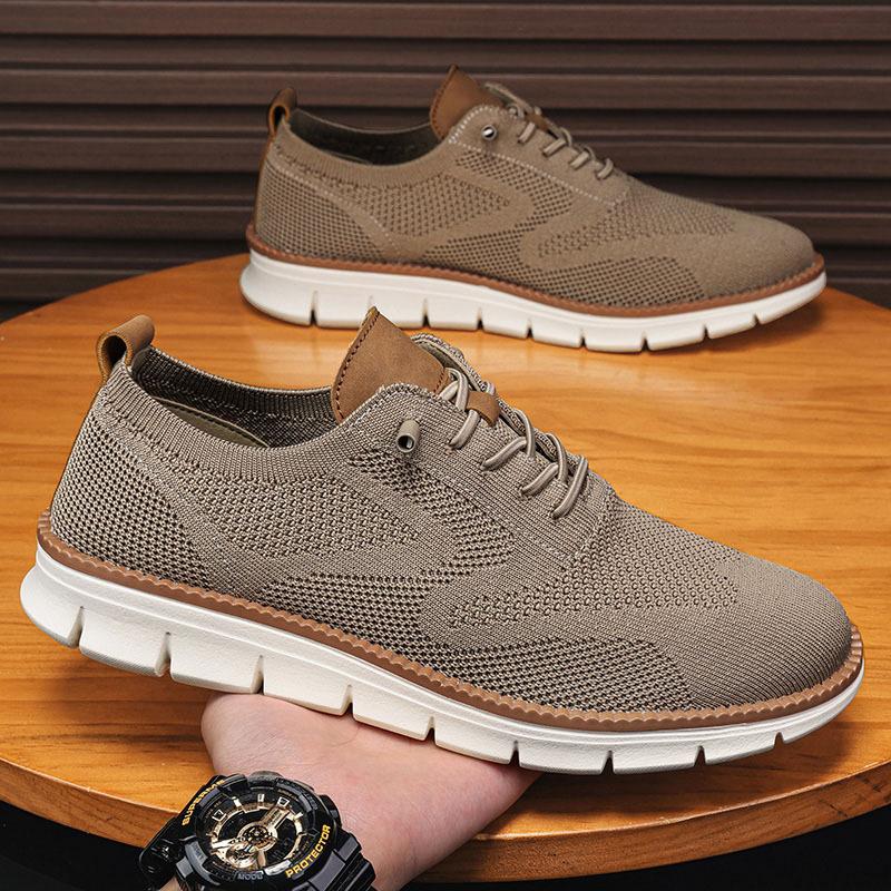 2025 New Fly-woven Men's Shoes Summer Breathable Mesh Breathable Casual Shoes Soft-soled Sports Shoes British Style Men