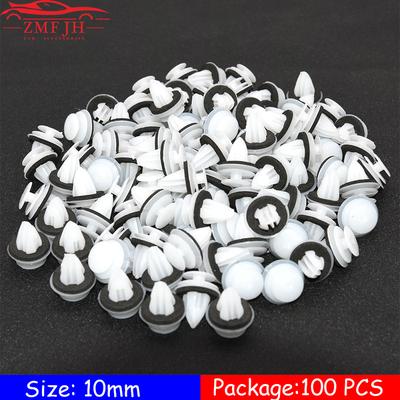 100pcs/set 10MM Hole Car Door Bumper Fastener Auto Plastic Fastener Screw Rivet Clip For Universal Car Bumper Fender Trim