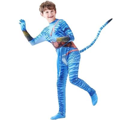 Kostým Avatar Jake Sully pro chlapce, Modrý lycrový overal, 7-8 let, Dětský cosplay outfit
