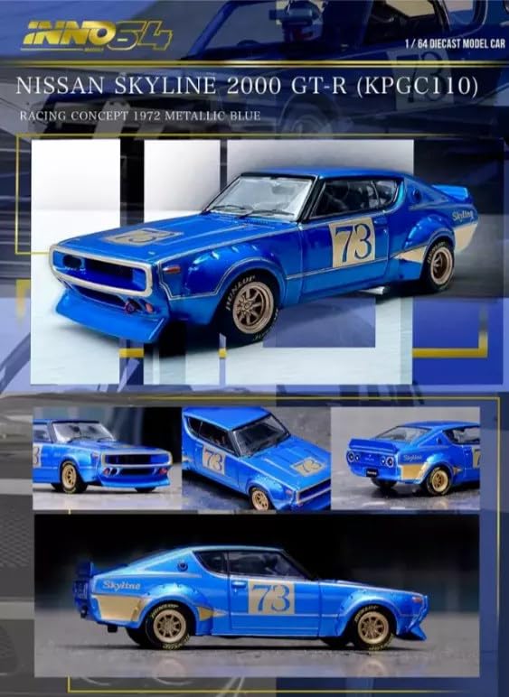 Inno Models 1/64 Nissan Skyline 2000 GT-R (KPGC110) Racing Concept Blue Finished Product