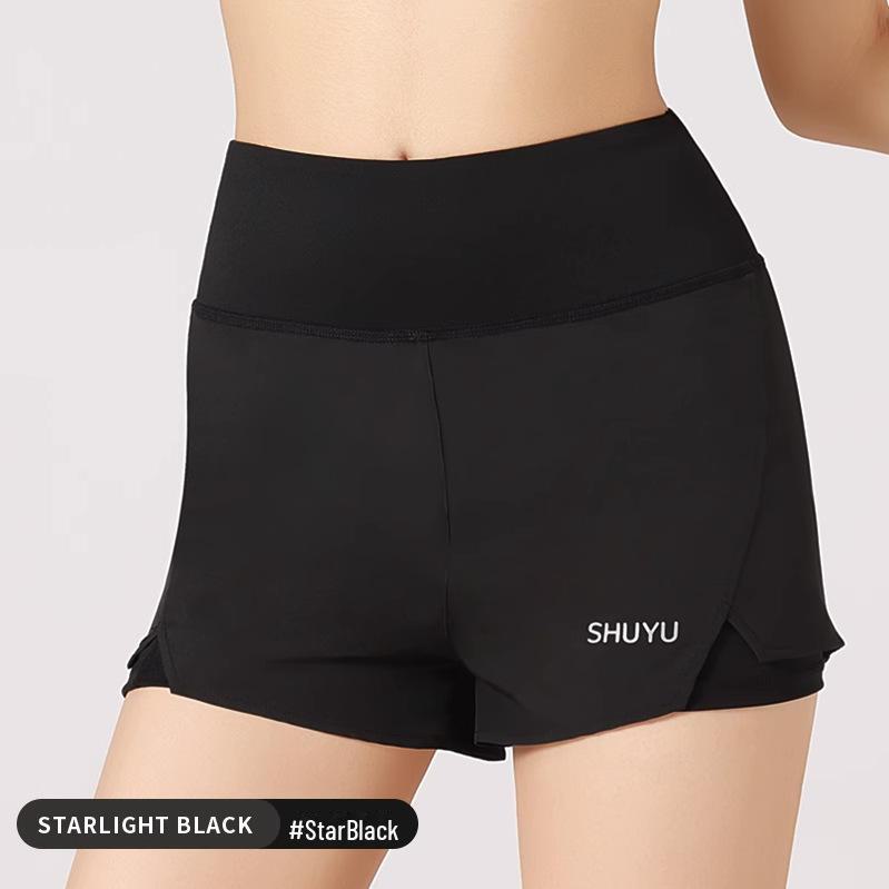 Juyitang High-Waist Two-in-One Yoga Pants with Pockets for Slimming & Hip-Lifting