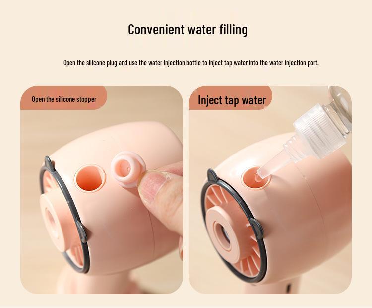 Cartoon Mini Handheld Humidifying Fan with USB Charging