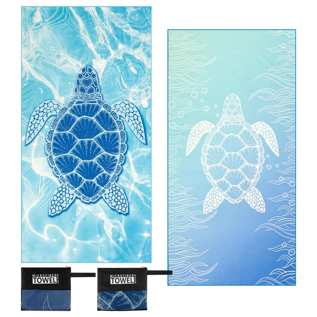 2Pcs Microfibre Large Size Beach Towel Water Absorbing Quick Drying Towel Print Non Fading for Travelling Swimming Towel