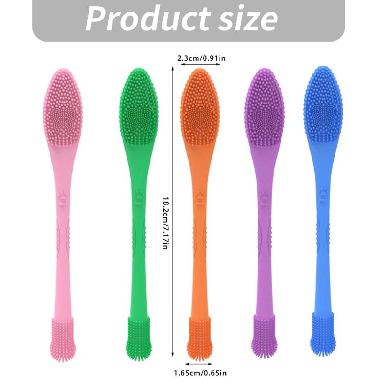 Efficient Pet Toothbrush For Dog And Cats with Double Head Design Removes Tartar Promote Freshed Breath Comfortable Grip