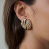 18K gold fireworks spiral zircon stud earrings light luxury high-end earrings striped earrings