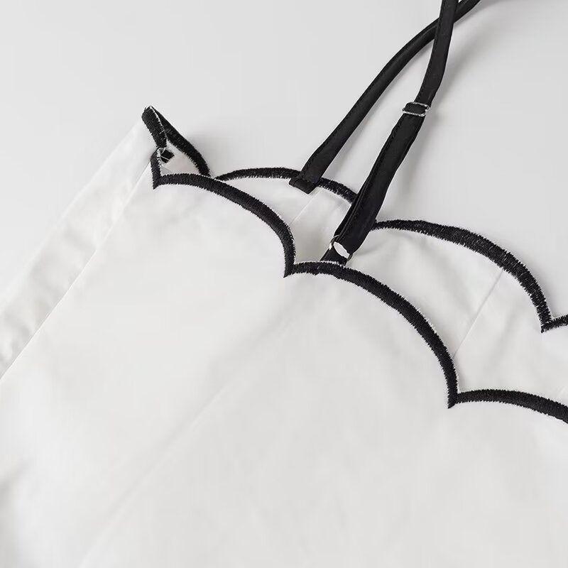 Kaslead New Arrival Women's Clothing Fashion Style Fashion Cotton Linen Embroider Short Top Casual Skirt Suit