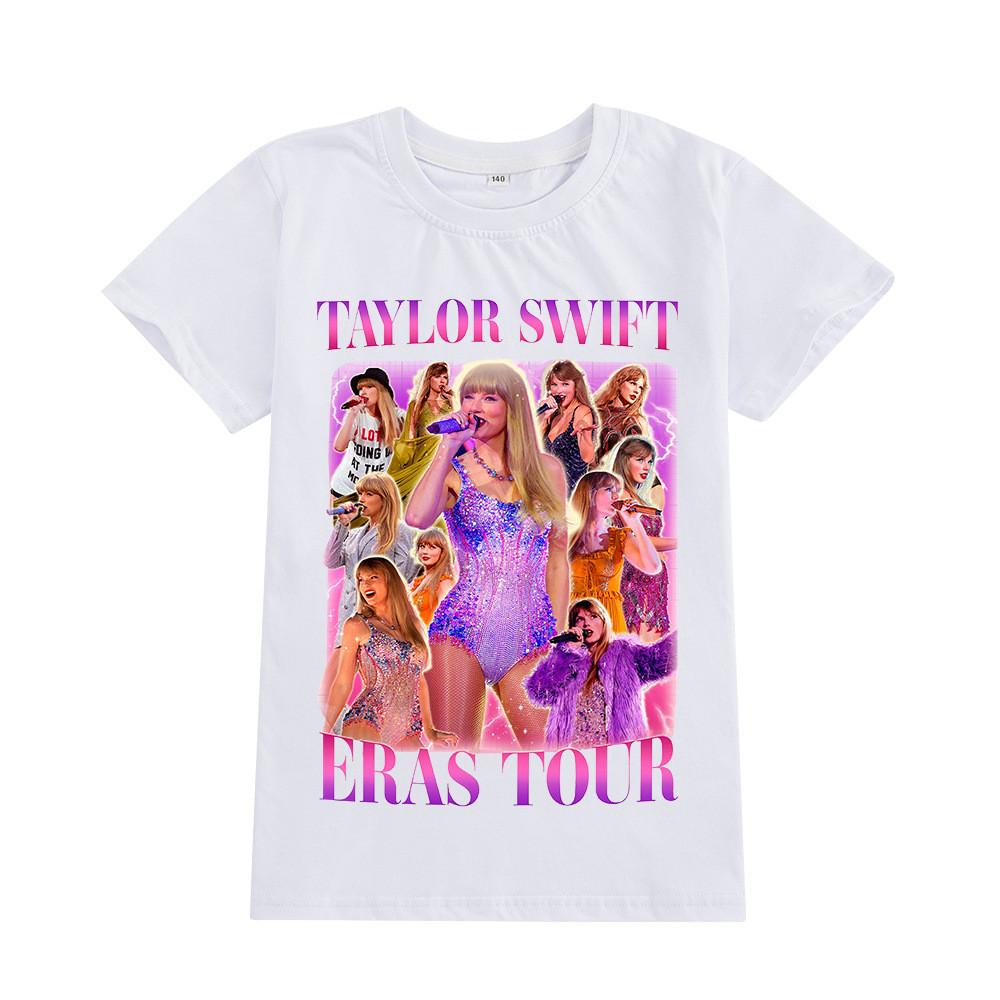 A958 Kids Boys Girls Taylor Swift Print Multi-color Short Sleeves T-shirt