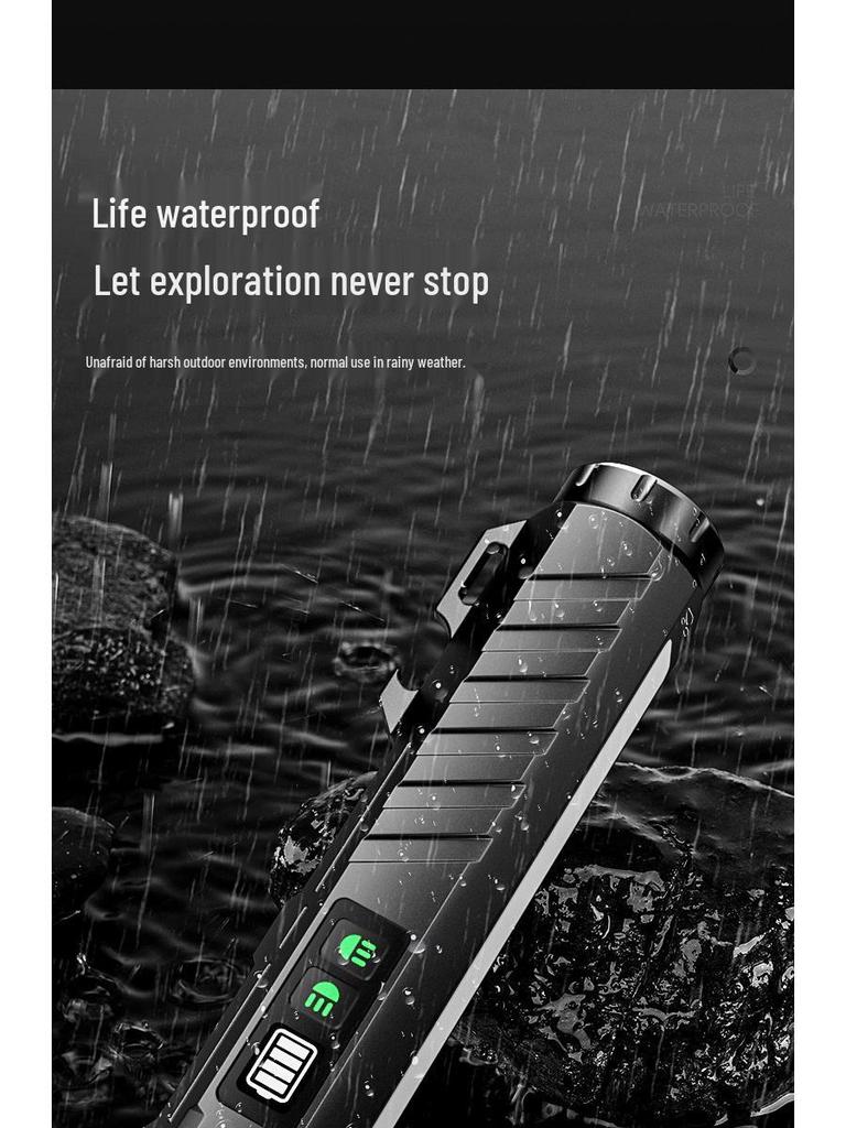 High-Intensity Black Aluminum Flashlight with Colorful Neon Light and Long Battery Life: Outdoor Multifunctional Torch