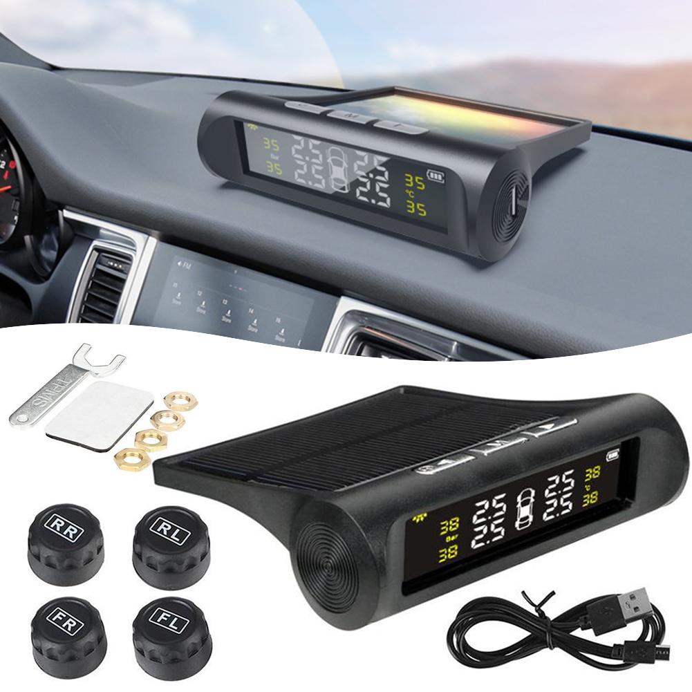 Solar Powered Car Tire Pressure Monitoring Tool,LCD Digital Display Tire Pressure,Tire Pressure Monitoring System,Car Accessorie чёрный