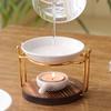 Multi-functional Wooden Base Aromatherapy Stove Metal Ceramics Aromas Diffuser Oil Burners Home Use