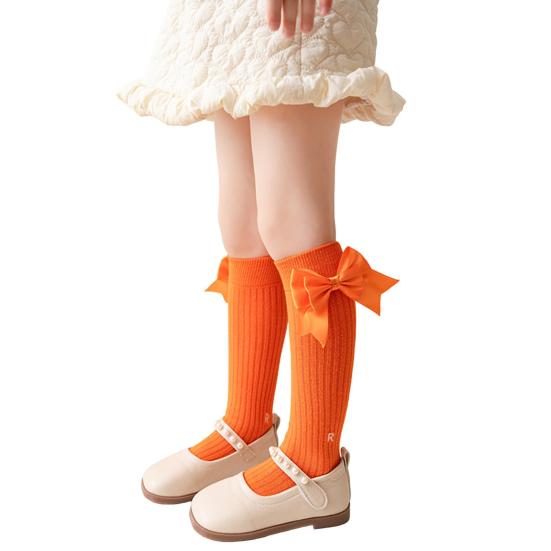 1 Pair Kids Bow Knee High Cotton Socks Cotton Long Socks Adorable Breathable Mid-Calf