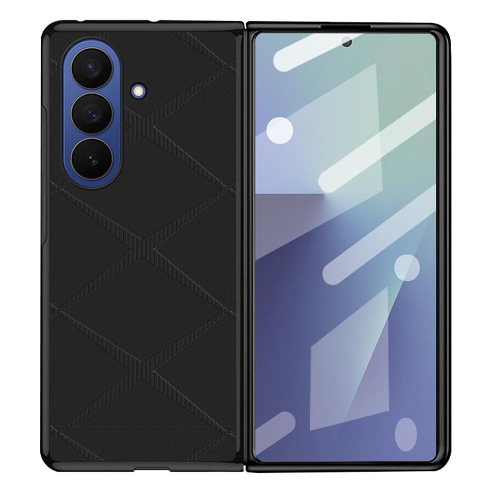 For Samsung Galaxy Z Fold7 5G Case X-Patterned TPU PU Leather PC Anti-Drop Phone Cover