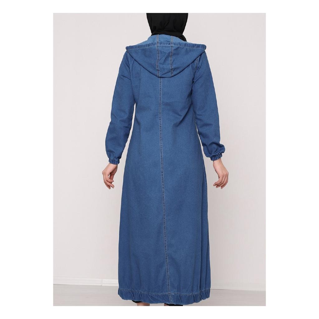 Durchgehende Jeanskappe mit Kapuze und Reißverschluss