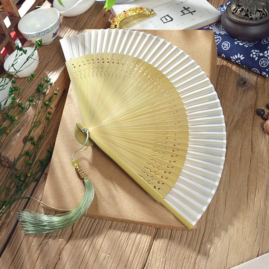 Fan Summer portable Chinese Hanfu antique green folding fan Women's cheongsam folding small fan