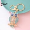Decorative Owl Keychain Pendant 3D Cartoon Design Sparkling Rhinestones Inlaid