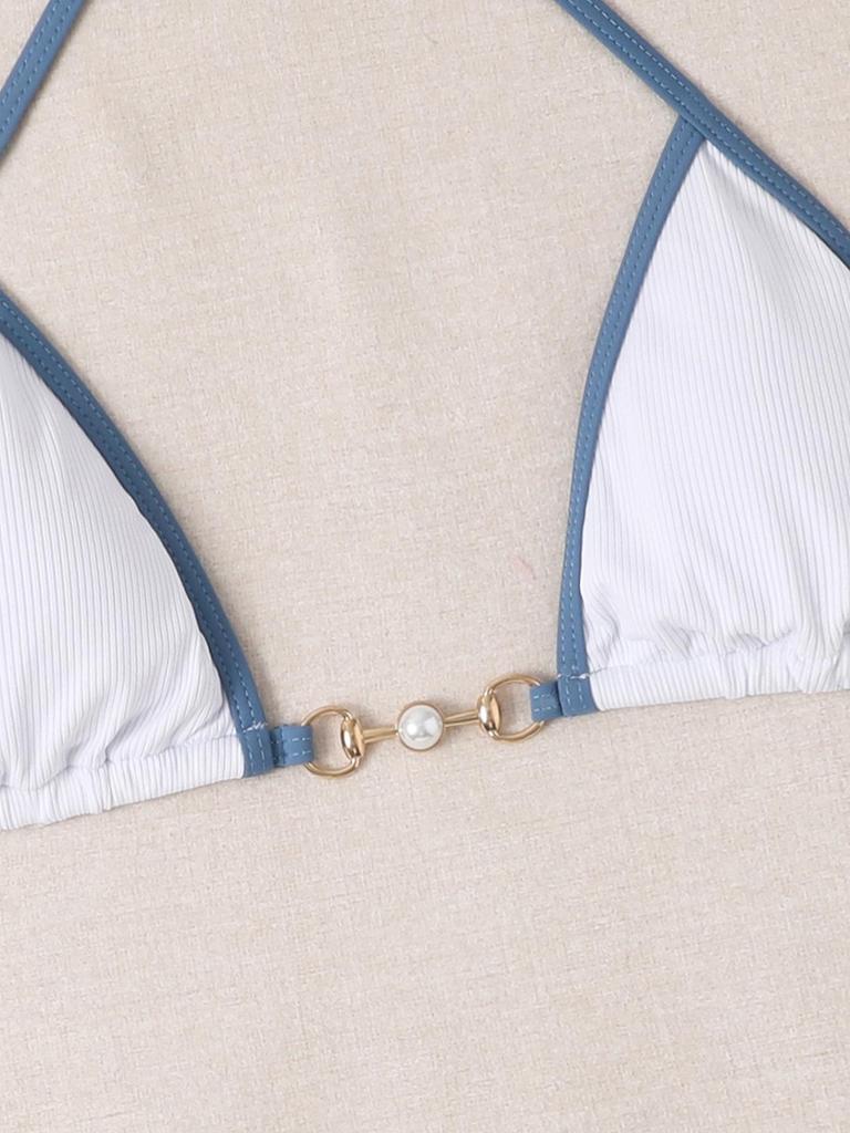 Colorful Women's Backless Triangle Bikini Swimsuit - European and American Style