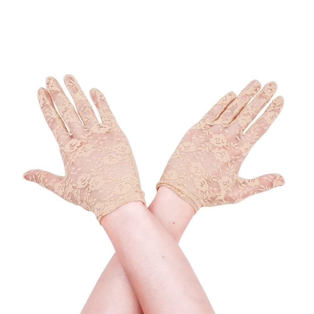 Elegant Short Sunscreen Gloves Thin Hollow-Out Mittens Fashion Party Gloves  For Women Female