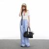 UNIFREE Blue Plaid Casual Wide-Leg Pants