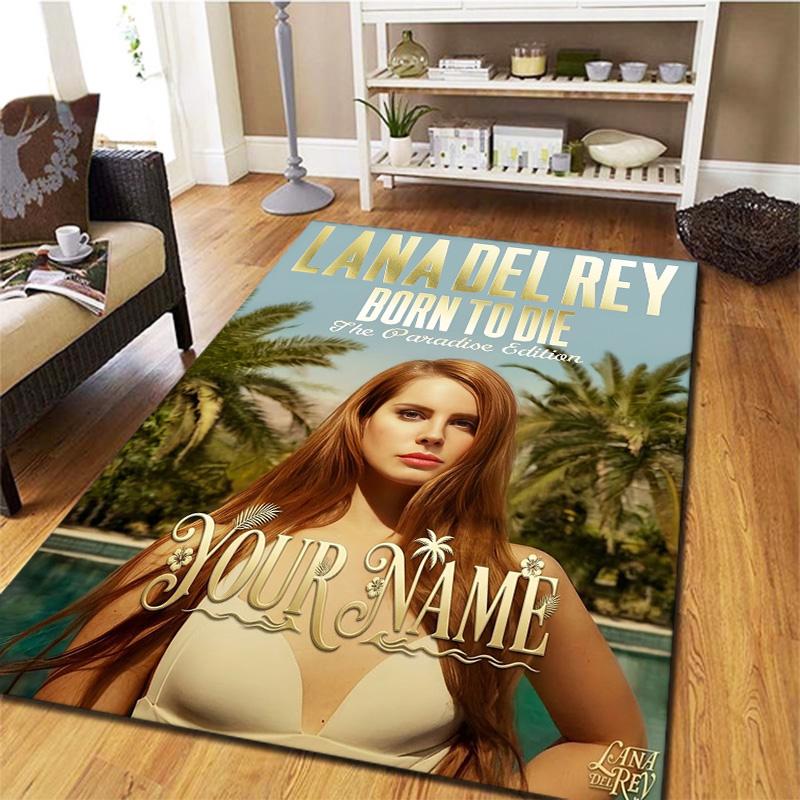Lana Del Rey Fan Art Benutzerdefinierter Namens Teppich für Wohnzimmer Schlafzimmer Haus Sofa Dekoration Kinder Spiel Rutschfeste Fußmatte