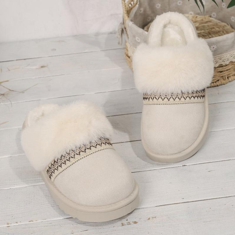 Large size thick-soled piled thickened cotton slippers for women's autumn and winter new warm cotton shoes for women