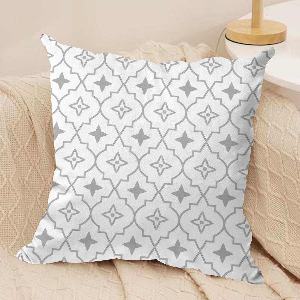 Gray Nordic Geometry Cushion Cover Soft Plush Fabric DoubleSided Printed Cushion Covers for All Seasons Modern HomeDecor Gift
